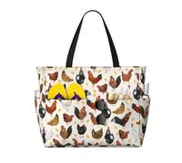 Salelf Roosters and Chickens Large Beach Tote Bag for Women Extra Large Capacity Waterproof Sandproof Pool Bag Suitable for Swimming Pool Gym Travel, Black, One Size