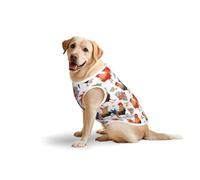 Salelf Roosters and Flowers for Dog Costume, All Season Soft Pure Cotton Pet Harness, Outerwear for Medium to Large Dogs, Outdoor Walking