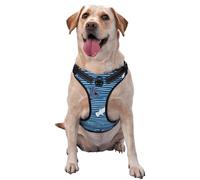 Salelf Sharks on White Blue Striped No Pull Dog Harness Reflective Adjustable Pet VES No Choke Front Clip Pet Harness with 2 Leash Clips + 1 Pet Leash for Large Dog Walking