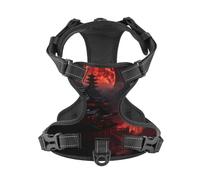 Salelf Shogun Blood Moon No Pull Dog Harness Reflective Adjustable Pet VES No Choke Front Clip Pet Harness with 2 Leash Clips + 1 Pet Leash for Large Dog Walking