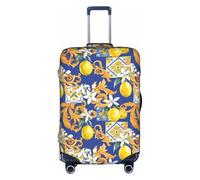 Salelf Sicilian Style for Luggage Cover Washable Elasticated Suitcase Covers TSA Approved Stylish Dust and Scratch Resistant Case Protector for Kids and Adults, White, L