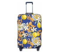 Salelf Sicilian Style Luggage Cover Washable Elasticated Luggage Covers for Suitcase TSA Approved Stylish Scratch Resistant Luggage Case Protector, Black, L (26-28 in suitcase)
