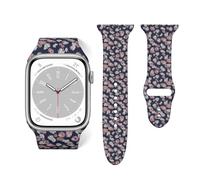 Salelf Simple Cute Lotus Floral for Extra Long Apple Watch Band with Dual Buckle, Stretchy Silicone Strap, Sport Fashion Bands for Women Men Compatible with iWatch Series 9/8/SE, Silicone