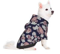 Salelf Simple Cute Lotus Floral for Small Dog Hoodie for Winter Fall, Warm Polyester Puppy Clothes with Hood, Soft Cozy Dog Sweater for Small Breeds, Cold Weather Pet Apparel