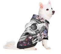 Salelf Skull and Floral Dead for Small Dog Hoodie for Winter Fall, Warm Polyester Puppy Clothes with Hood, Soft Cozy Dog Sweater for Small Breeds, Cold Weather Pet Apparel