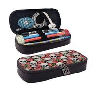 Salelf Skull and Roses Pencil Case Portable Pencil Bag Pencil Pouch School Office Storage Pen Pouch Pouch Holder Box for Adults and Teen