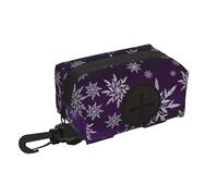 Salelf Snowflake Gradient Purple for Dog Poop Bag Holder for Leash Doggie Waste Bag Dispenser with Carabiner Clip Soft Fabric Zipper Small Doggy Puppy Pouch