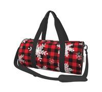 Salelf Snowflakes On A Buffalo Plaid Christmas for Duffle Bag, Waterproof Large Duffle Bag, Weekender Bag, Gym Bag, Sports Bag, Overnight Bag
