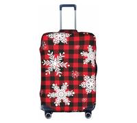 Salelf Snowflakes On A Buffalo Plaid Christmas for Luggage Cover Washable Elasticated Suitcase Covers TSA Approved Stylish Dust and Scratch Resistant Case Protector for Kids and Adults, White, S