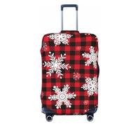 Salelf Snowflakes On A Buffalo Plaid Christmas for Luggage Cover Washable Elasticated Suitcase Covers TSA Approved Stylish Dust and Scratch Resistant Case Protector for Kids and Adults, Black, XL