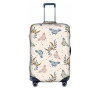 Salelf Space Elements Stars Butterflies for Luggage Cover Washable Elasticated Suitcase Covers TSA Approved Stylish Dust and Scratch Resistant Case Protector for Kids and Adults, White, Large