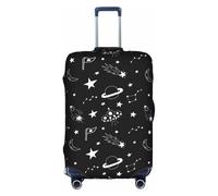 Salelf Space Flying Saucer for Luggage Cover Washable Elasticated Suitcase Covers TSA Approved Stylish Dust and Scratch Resistant Case Protector for Kids and Adults, White, XL
