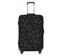 Salelf Spaceship for Luggage Cover Washable Elasticated Suitcase Covers TSA Approved Stylish Dust and Scratch Resistant Case Protector for Kids and Adults, Black, L