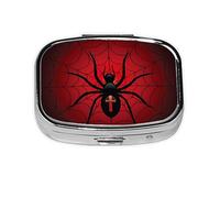 Salelf Spider on The Web Pill Box 2 Compartment Medicine Pill Case Portable Metal Pill Organizer Vitamin Travel Case Pill Holder for Purses