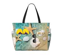 Salelf Starfish And Seashell On The Summer Beach Large Beach Tote Bag for Women Extra Large Capacity Waterproof Sandproof Pool Bag Suitable for Swimming Pool Gym Travel