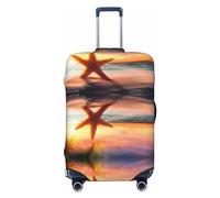 Salelf Starfish Sunset Sea Beach Luggage Cover Washable Elasticated Luggage Covers for Suitcase TSA Approved Stylish Scratch Resistant Luggage Case Protector, Black, X-L (28.3-31.5 in suitcase)