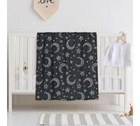 Salelf Stars and Moons Baby Blanket for Boys Girls Soft Plush Blanket for Newborn with Double Layer Dotted Backing for Toddler Baby Nursery Bed Blanket (30 x 40 Inch)