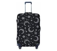 Salelf Stars and Moons for Luggage Cover Washable Elasticated Suitcase Covers TSA Approved Stylish Dust and Scratch Resistant Case Protector for Kids and Adults, Black, M