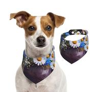Salelf Still Life Flowers for Dog Bandana Adjustable - Quick Dry & Breathable Cotton, Cute Floral Pattern for Small Medium Large Dogs, Perfect for Holiday Photos