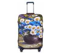 Salelf Still Life Flowers for Luggage Cover Washable Elasticated Suitcase Covers TSA Approved Stylish Dust and Scratch Resistant Case Protector for Kids and Adults, White, L