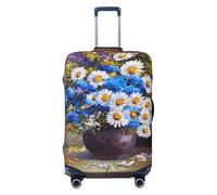 Salelf Still Life Flowers for Luggage Cover Washable Elasticated Suitcase Covers TSA Approved Stylish Dust and Scratch Resistant Case Protector for Kids and Adults, Black, Medium