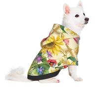 Salelf Sunflower Cornflower Poppy for Small Dog Hoodie for Winter Fall, Warm Polyester Puppy Clothes with Hood, Soft Cozy Dog Sweater for Small Breeds, Cold Weather Pet Apparel