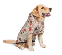 Salelf Tea Theme for Dog Hoodie Sweatshirt for Large Dogs, Winter Warm Fleece Lined Polyester Jacket for German Shepherd Golden Retriever, Reflective Strips for Night Walk