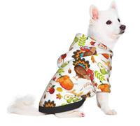 Salelf Thanksgiving Turkey for Small Dog Hoodie for Winter Fall, Warm Polyester Puppy Clothes with Hood, Soft Cozy Dog Sweater for Small Breeds, Cold Weather Pet Apparel