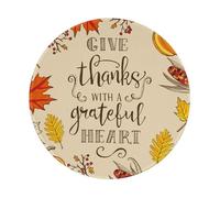 Salelf Thanksgiving with A Grateful Heart for Round Mouse Pad with Stitched Edge Premium-Textured Waterproof Non-Slip Rubber Base Desktop Protection Mat Diameter 8.7 inches