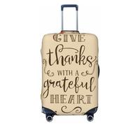 Salelf Thanksgiving With A Grateful Heart Luggage Cover Washable Elasticated Luggage Covers for Suitcase TSA Approved Stylish Scratch Resistant Luggage Case Protector, Black, X-L (28.3-31.5 in