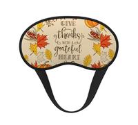 Salelf Thanksgiving with A Grateful Heart Sleep Mask Adjustable Eye Mask Soft Sleeping Eye Covers for Sleeping Perfect Shading Reduce Edema