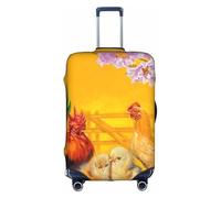 Salelf The Chicken Family Rooster Hen And Chicks for Luggage Cover Washable Elasticated Suitcase Covers TSA Approved Stylish Dust and Scratch Resistant Case Protector for Kids and Adults, White, Small