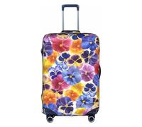 Salelf The Garden Tricolor Pansy Flower for Luggage Cover Washable Elasticated Suitcase Covers TSA Approved Stylish Dust and Scratch Resistant Case Protector for Kids and Adults, White, X-Large