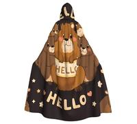 Salelf The Mouse Family for Halloween Cape for Adults, Black Cloak with Hood, Costume Cloak for Women Men, Elegant Velvet Gothic Cape Accessory for Halloween Party