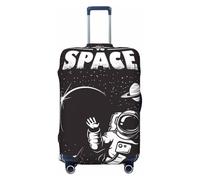 Salelf The Race to Space for Luggage Cover Washable Elasticated Suitcase Covers TSA Approved Stylish Dust and Scratch Resistant Case Protector for Kids and Adults, Black, S