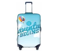 Salelf The Travel Adventure Begins for Luggage Cover Washable Elasticated Suitcase Covers TSA Approved Stylish Dust and Scratch Resistant Case Protector for Kids and Adults, White, Small