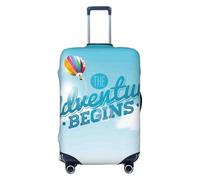Salelf The Travel Adventure Begins for Luggage Cover Washable Elasticated Suitcase Covers TSA Approved Stylish Dust and Scratch Resistant Case Protector for Kids and Adults, Black, L