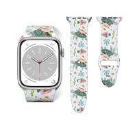 Salelf Turtle and Sea Life for Extra Long Apple Watch Band with Dual Buckle, Stretchy Silicone Strap, Sport Fashion Bands for Women Men Compatible with iWatch Series 9/8/SE, Silicone