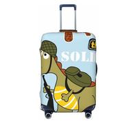 Salelf Tyrannosaurus Rex the Soldier for Luggage Cover Washable Elasticated Suitcase Covers TSA Approved Stylish Dust and Scratch Resistant Case Protector for Kids and Adults, Black, Medium