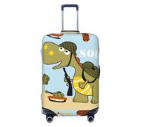 Salelf Tyrannosaurus Rex the Soldier Luggage Cover Washable Elasticated Luggage Covers for Suitcase TSA Approved Stylish Scratch Resistant Luggage Case Protector, Black, S (18.8-20.8 in suitcase)