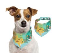 Salelf USA Tourist Map with Famous Landmarks for Dog Bandana Adjustable - Quick Dry & Breathable Cotton, Cute Floral Pattern for Small Medium Large Dogs, Perfect for Holiday Photos