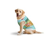 Salelf USA Tourist Map with Famous Landmarks for Dog Costume, All Season Soft Pure Cotton Pet Harness, Outerwear for Medium to Large Dogs, Outdoor Walking