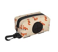 Salelf Vintage Cute Little Red Fox for Dog Poop Bag Holder for Leash Doggie Waste Bag Dispenser with Carabiner Clip Soft Fabric Zipper Small Doggy Puppy Pouch