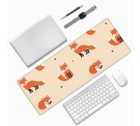 Salelf Vintage Cute Little Red Fox for Large Mouse Pad 31.5 x 11.8in Gaming Desk Mat for Keyboard and Mouse with Anti-Slip Rubber Base Waterproof for School Office Home