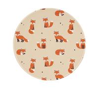 Salelf Vintage Cute Little Red Fox for Round Mouse Pad with Stitched Edge Premium-Textured Waterproof Non-Slip Rubber Base Desktop Protection Mat Diameter 8.7 inches