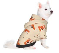 Salelf Vintage Cute Little Red Fox for Small Dog Hoodie for Winter Fall, Warm Polyester Puppy Clothes with Hood, Soft Cozy Dog Sweater for Small Breeds, Cold Weather Pet Apparel