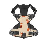 Salelf Vintage Cute Little Red Fox No Pull Dog Harness Reflective Adjustable Pet VES No Choke Front Clip Pet Harness with 2 Leash Clips + 1 Pet Leash for Large Dog Walking