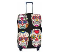Salelf Vintage Devil Mask Luggage Cover Washable Elasticated Luggage Covers for Suitcase TSA Approved Stylish Scratch Resistant Luggage Case Protector, Sugar Skulls, S (18.8-20.8 in suitcase)
