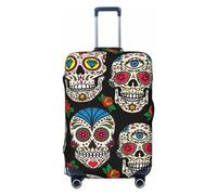 Salelf Vintage Devil Mask Luggage Cover Washable Elasticated Luggage Covers for Suitcase TSA Approved Stylish Scratch Resistant Luggage Case Protector, Sugar Skulls And Roses, S (18.8-20.8 in suitcase