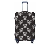 Salelf Vintage Devil Wearing Helmet for Luggage Cover Washable Elasticated Suitcase Covers TSA Approved Stylish Dust and Scratch Resistant Case Protector for Kids and Adults, Black, X-Large